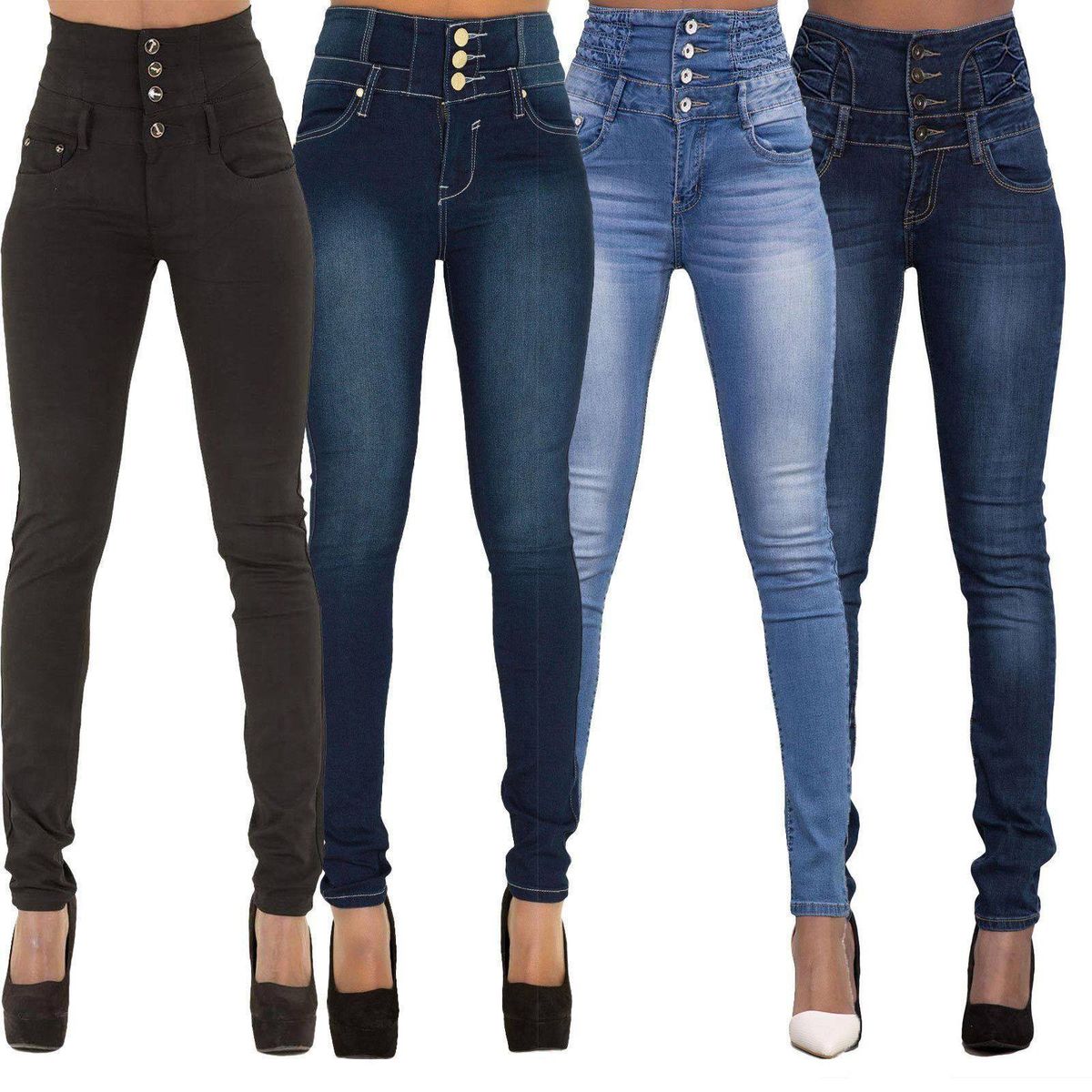 Women's Clothing Feminine High Waist Slim Elastic Plus Size Jeans_mkmklike.com
