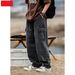Men's Clothing Double Stereo Pocket Jeans Retro Washed Splicing Straight Loose Trousers_mkmklike.com