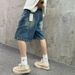 Retro Pocket Denim Shorts – Unisex High-Waisted Wide-Leg Shorts (Blue, Sizes S-Xxl) Breathable Cotton_mkmklike.com