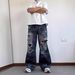 Men's American Streetwear Vintage Washed Distressed Jeans, Straight Leg Relaxed Fit High Fashion Denim Pants_mkmklike.com