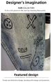 American Retro Jeans Men's Loose Casual Straight-leg Pants Trendy Brand Niche Graffiti Print Tapered Long Pants, Blue 28_mkmklike.com