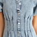Women's Clothing Puff Sleeves Short Sleeves Distressed Casual Style Shirt Denim Long Dress_mkmklike.com