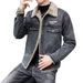 Denim Jacket Men's Autumn And Winter Fleece Thickened American Trendy Jacket Men's Handsome Lamb Wool Cotton Jacket Top_mkmklike.com