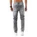 Men's Clothing New Denim Trousers Ins Trendy Black Slim Thick Line Denim Pants_mkmklike.com