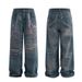 American Style Candy Chain Hot Girl Digital Print Jeans Women Summer New Fashionable Straight Floor-Length Pants_mkmklike.com