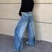 Women's Clothing Retro Deconstruction Style Reversible Jeans For Women Y2k High Street Design Lengthened Casual Wide Leg Pants Trend_mkmklike.com