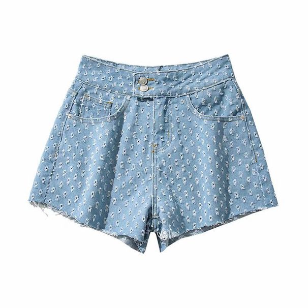 Women’s Clothing Ripped Denim Shorts For Women Summer New High Waist Ins Two Buttons Slimming Raw Edge A Line Wide Leg Hot Pants_mkmklike.com