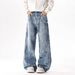 Vintage Washed Denim Jeans – Oversized Cargo Pants With Utility Pockets & Relaxed Fit (Unisex)_mkmklike.com