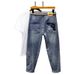 Summer New Heavy Industry Washed Jeans Men's Thin Loose Fat Jeans Men's Embroidered Retro American Jeans_mkmklike.com