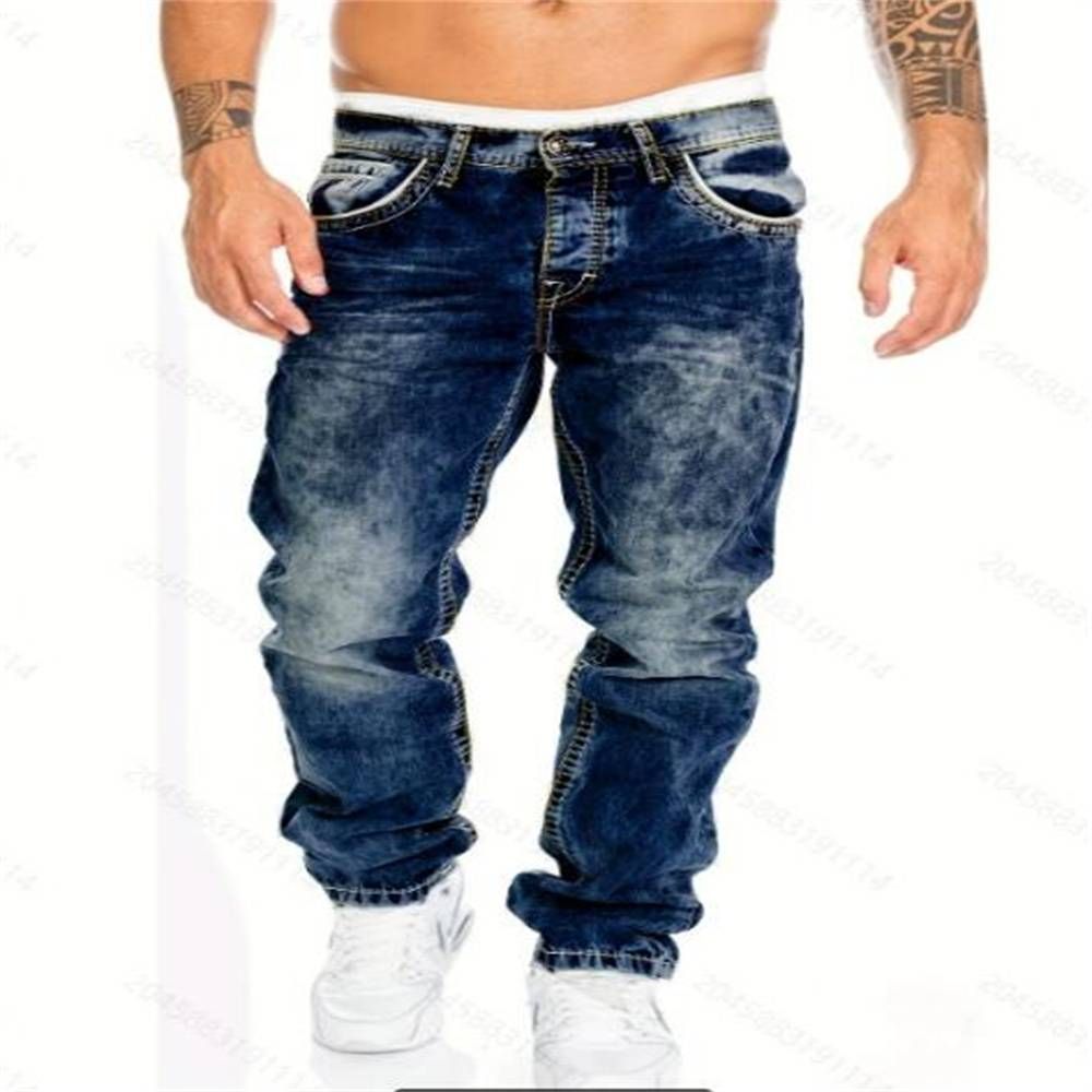 2025 Fashion European-American New Jeans Casual Open Line Pants Straight Leg Men's Mid Waist Denim Pants Hip-Hop Jeans_mkmklike.com