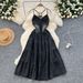 Women's Clothing Niche High-end Hollow Backless Sling Bow Strap Tight Waist Slimming Denim Dress Women_mkmklike.com