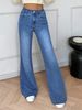 Women's Clothing High Waisted Slightly Flared High-Waisted Mid Blue Flare Jeans For Women – Slimming Vintage Bootcut Denim Pants With Stretch Fit_mkmklike.com