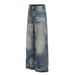 Unisex Retro Denim King Whiskered Texture Design Loose Straight Leg Jeans High Street Style Men's Clothing_mkmklike.com