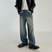 Men's Korean Style Loose Fit Straight Leg Jeans Trendy High Street Pants Versatile Retro Wide Leg Trousers For Spring_mkmklike.com