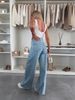 European And American Nostalgic Light Colored Elastic High Waist Loose Retro Wide Leg Denim Trousers_mkmklike.com