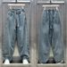Men's Clothing Women's European Style Elastic Waist Dad Pants High Waisted Cropped Harem Slimming Denim Carrot Loose Fit Autumn/Winter_mkmklike.com