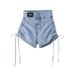 Women's Clothing Summer High Waist Slimming Denim Shorts With Drawstrings And Tights For Girls_mkmklike.com