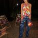 Women's High Waist Straight Leg Jeans With Water Wave Print - Cotton Denim Pants For Casual & Street Style (Blue, S/M/L/XL)_mkmklike.com