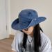 Hot Sale Simple Women Summer Breathable Retro Washed Denim Bucket Hat Panama Jungle Fishing Hats Novelty Men Beach Cap_mkmklike.com