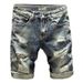 Men's Clothing Sanli Dadi Summer Light Color Hole Denim Shorts Men's Loose Five Point Pants Men's Style Trendy Brand Split Pants_mkmklike.com