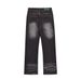 Washed Distressed White Straight-Leg Jeans Men's Trendy High Street American Style Casual Wide-Leg Loose Floor-Length_mkmklike.com