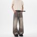 Retro Washed Distressed Gray Splatter Paint Curved Blade Jeans Trendy American Street Style Loose Pants For Men And Women Spring Autumn_mkmklike.com