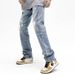 High Street Trendy Brand Splashed Ink Micro Flared Jeans Men's American Retro Vibe Style Loose Straight Casual Mopping Trousers_mkmklike.com