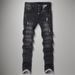 Men's Slim Straight Stretch Jeans - Distressed Black & Grey Washed Denim Pants For Casual Wear_mkmklike.com