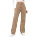 High-waisted Women's Fashionable Street Style Fleece-lined And Unlined Washed Loose Wide-leg Straight-leg Pants_mkmklike.com