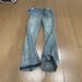 Men's Clothing Unisex Retro Blue Lightning Bolt Pattern Jeans Slimming Straight Leg With Slight Flare Clean Fit American High Street Style_mkmklike.com