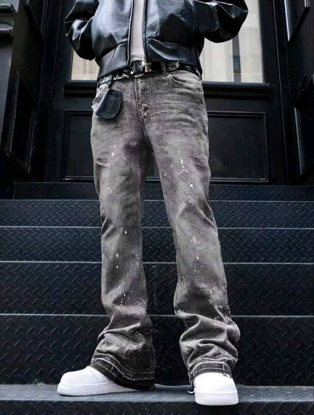 Military Camo Flare Jeans For Men – Vintage Streetwear, Baggy Silhouette & 90s Y2K Aesthetic (S-3XL, Mid-Rise, Distressed Detailing)_mkmklike.com