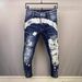 Men's Slim Fit Jeans Casual Washed 3D Cut Skinny Fit Full Graffiti Lettering Denim_mkmklike.com