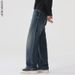Men's High Street Washed Straight Leg Jeans – Vintage American Style Relaxed Fit Denim Pants (100% Cotton, Sand Wash)_mkmklike.com