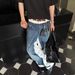 Streetwear Patchwork Jeans For Men – Oversized Relaxed Fit With Washed Denim & Color-Blocking | Vintage-Inspired Baggy Pants (S-XXXL)_mkmklike.com