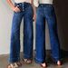 Women's Straight Leg Stretch Jeans - Mid-Rise Comfort Denim Pants, Casual & Versatile, Dark Blue (S-XXL)_mkmklike.com