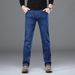 Winter Velvet Thickened Jeans Men's Middle-aged Straight Business Jeans Men's Elastic Warm Dad Pants_mkmklike.com