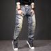 Nostalgic Heavy Industry Washed Multi Pocket Jeans For Men's High Street Outdoor Straight Leg Slimming Pants, Youthful And Vibrant Casual Jeans_mkmklike.com