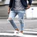 Spring Autumn 2025 Fashion European-USA Style Jeans Men's Cotton Mid Waist Broken Hole Skinny Cowboy Pants S-3XL_mkmklike.com