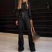 Women's Clothing High Waist Slim Fit Jeans Button Detailing Spring Flared Trousers Solid Color Regular Thickness_mkmklike.com