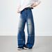 Men's Straight Leg Jeans Loose Fit Wide Leg High Street Style Trendy Brand Cool And Stylish Patchwork Design Spring Autumn_mkmklike.com