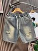 Retro Style Lightweight Denim Shorts For Men Distressed Summer Casual Loose Straight Leg Five-Pocket Design Trendy Versatile Pants_mkmklike.com
