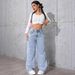 Retro Style Draped Jeans High Waisted Wide Leg Loose Straight Leg Trousers Women's Clothing Denim Relaxed Everyday Wear Versatile Comfortable_mkmklike.com