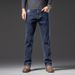 Four Seasons Embroidered Slim-fit Korean Jeans Men's Elastic Versatile Straight Pants Men's Fattened Plus Size Business Pants_mkmklike.com