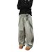 Unisex Distressed Denim Jeans - Loose Straight Leg Workwear Pants With Vintage Grunge Style_mkmklike.com