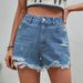 Women's Clothing Ins New Casual High Waist Raw Edge Ripped Denim Shorts_mkmklike.com