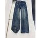 Men's Clothing Men's High Street Washed Denim Jeans Lightning Stripe Trendy Spring Style Slightly Flared Straight Leg Pants Cleanfit_mkmklike.com