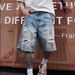 Men's Clothing Trendy Men's Distressed Denim Shorts Summer Loose Fitting Five Point For Formal & Casual For Men_mkmklike.com