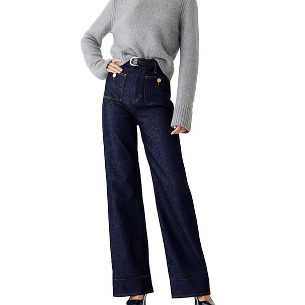 High-Waisted Flared Jeans – Wide-Leg Loose Fit Denim Pants For Women (Dark Blue/Light Blue/Dark Gray, S-XL)_mkmklike.com
