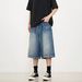 KISKO American High Treet Deign Lightning Pattern Wahed Denim Hort For Men' Ummer Looe Traight Leg Cropped_mkmklike.com