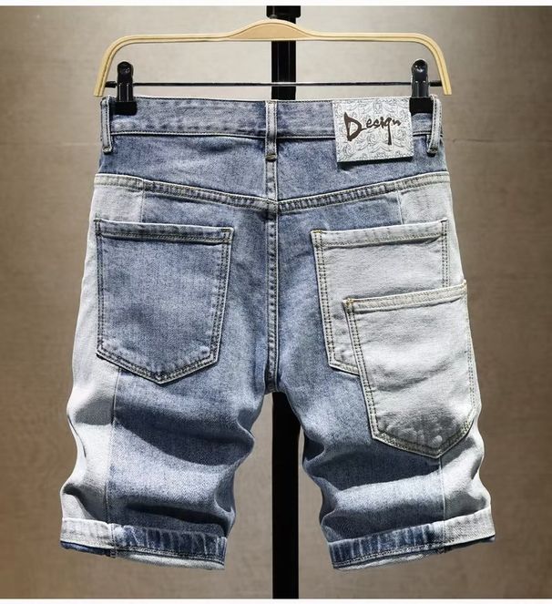 Men's Trendy Ripped Denim Shorts Slim Fit Five Pocket Length Distressed Jeans 2026 Hip Hop Style Fashion Worn By Internet Celebrities_mkmklike.com